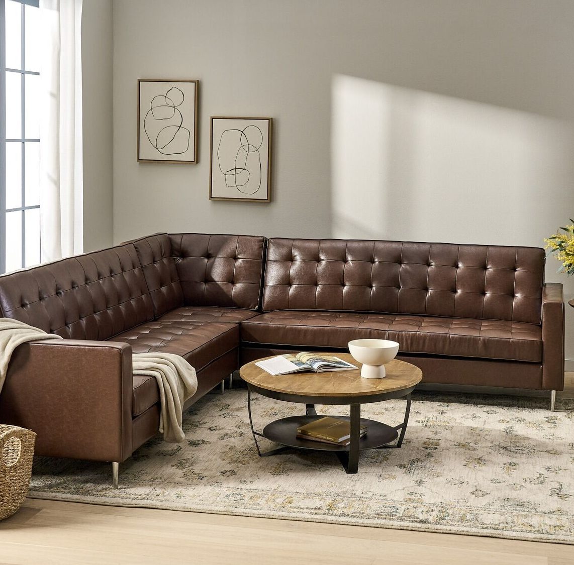 Lannie 4 Seater Faux Leather Sofa